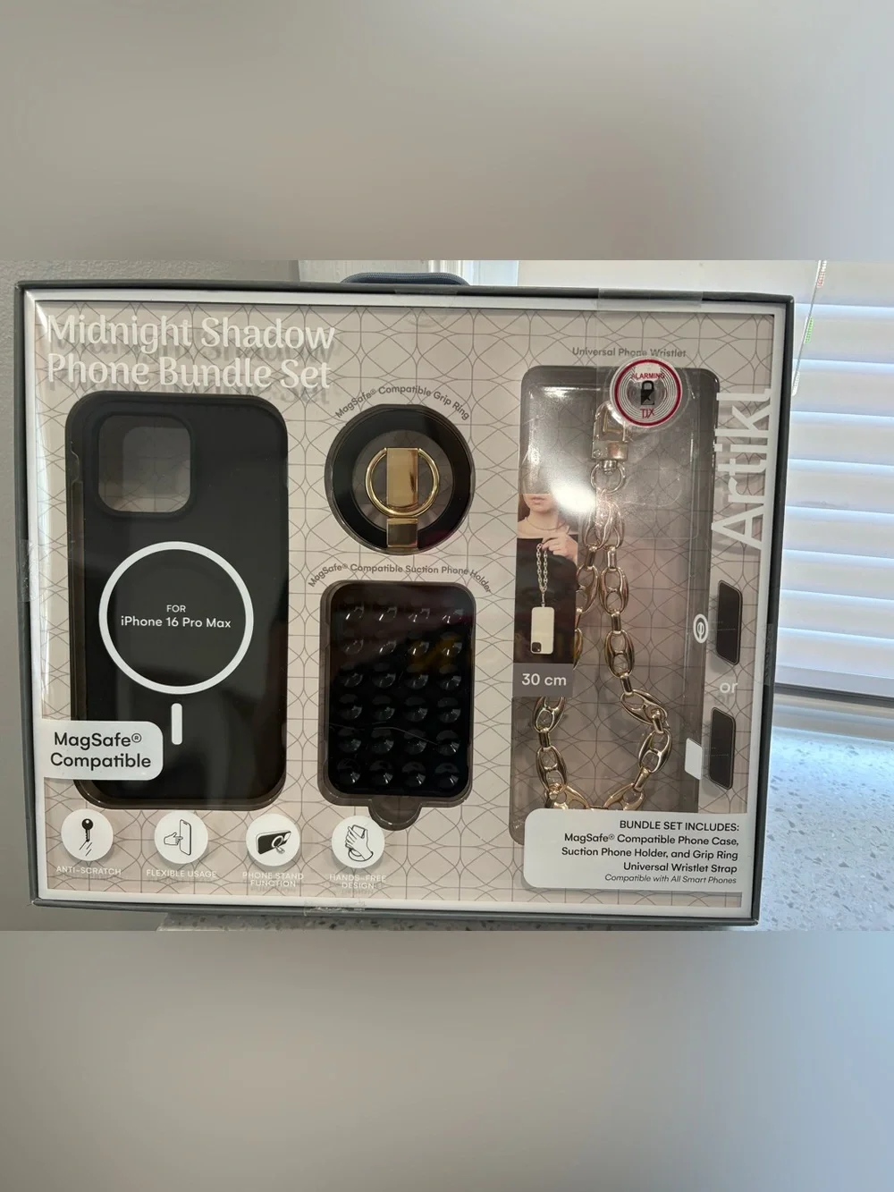 NEW Midnight Shadow Phone Bundle Set for iPhone 16 Pro Max - Black